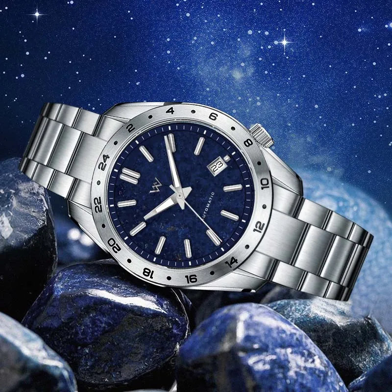 WM Watch Automatic Mechanical 2565  Watches Lapis Lazuli/Blue Sandstone Dial Waterproof AR Coated 100M Welly Merck Watch 223M