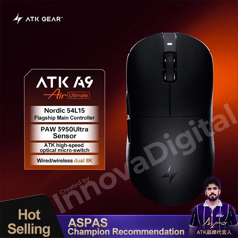 ATK Dragonfly A9 Ultimate bezdrôtová herná myš A9 Air PAW3950 ultraľahká ergonomická e-športová myš pre hráčov FPS CSGO A9 Ultra