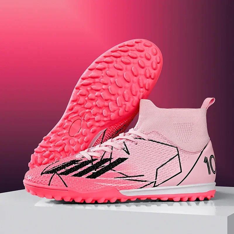 Nouvelles chaussures de football pour hommes, chaussures de sport antidérapantes ultralégères à haute cheville pour l'extérieur, chaussures de futsal antidérapantes pour l'intérieur, chaussures de football de haute qua