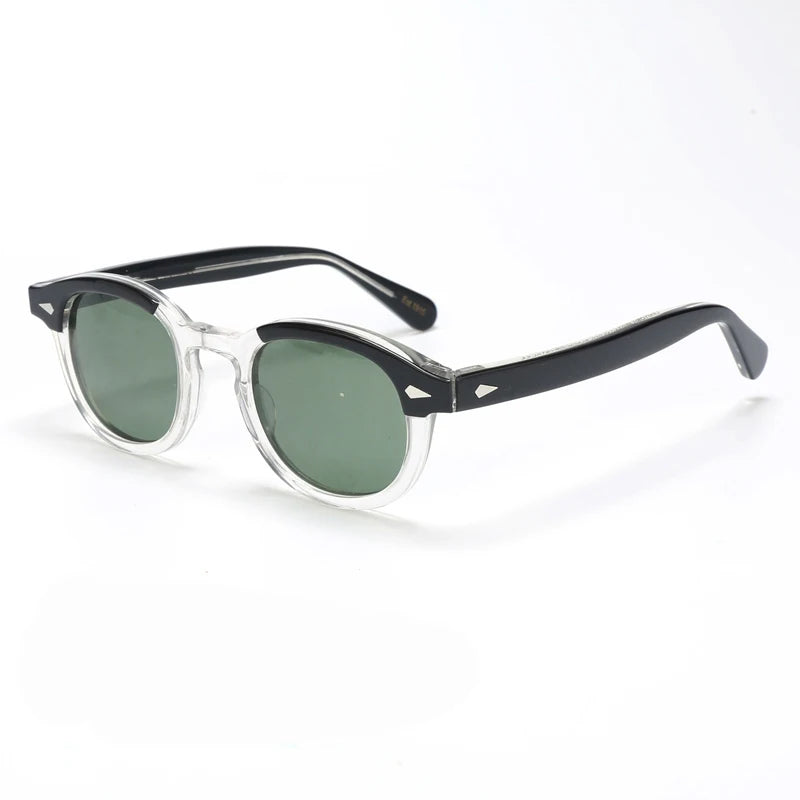 Polariserade solglasögon för män och kvinnor, Johnny Depp-inspirerade solglasögon i Lemtosh-stil, retro, runda, acetatbåge, UV400-glas, Oculos
