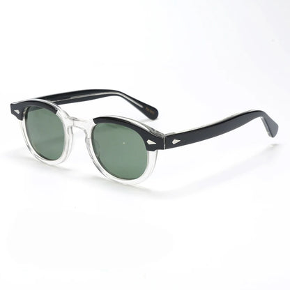 Polariserade solglasögon för män och kvinnor, Johnny Depp-inspirerade solglasögon i Lemtosh-stil, retro, runda, acetatbåge, UV400-glas, Oculos