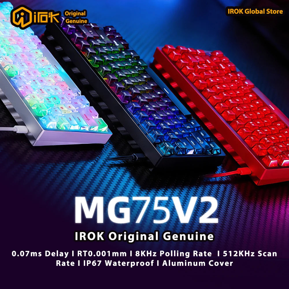 IROK MG75 V2 MG75V2 magnetische Gaming-Tastatur aus Aluminium, mechanisch, Rapid Trigger 0.07ms, 8KHz, 0.001mm, 512K Abtastrate, Gamer-Tastatur
