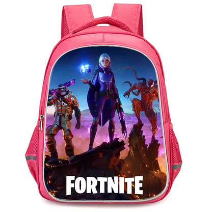 16" Fortnite Cartoon Red Backpack Unisex Dual Zipper Large Capacity School Bag Kids Bookbag Boys Girls Ages 5-8