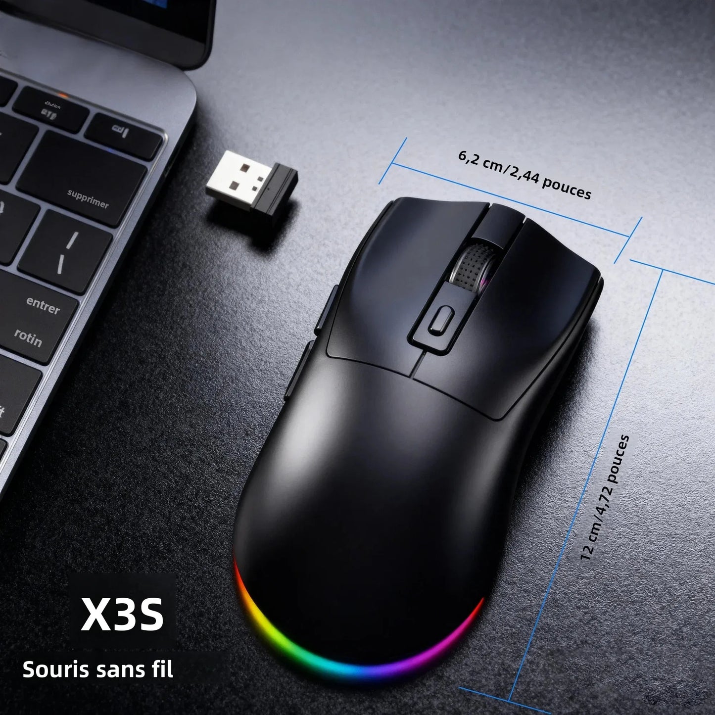Dual-Mode Wireless Mouse | Magnetic Charging Dock | RGB Backlit | 3-Speed DPI (800-1200-1600) | 2.4G/BT | Suitable for daily use