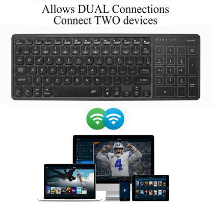 Backlit 7-Colors Bluetooth Keyboard with Touchpad 2.4G Wireless Multimedia Rechargable Keyboard for Laptop PC Tablet