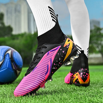 Nouvelles chaussures de football pour hommes, chaussures de sport, chaussures de futsal à cheville haute, chaussures de football de haute qualité, antidérapantes pour intérieur et extérieur, ultralégères, antidérapant