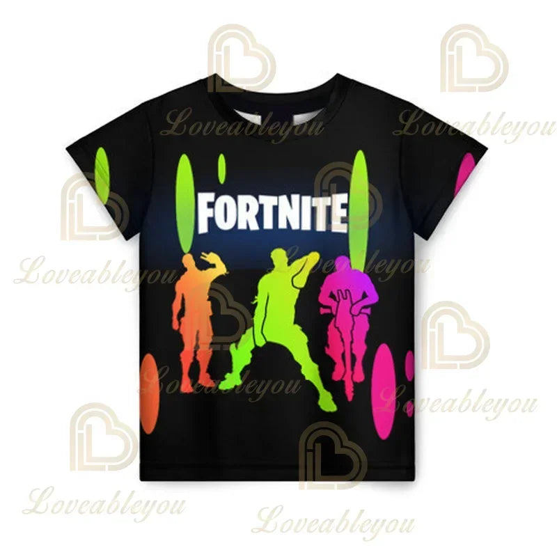 T-shirt Battle Royale 3D Fortnite da uomo e donna, ragazzi e ragazze, top cartoon Victory, abbigliamento teen, bambini, eroe del gioco, magliette e top