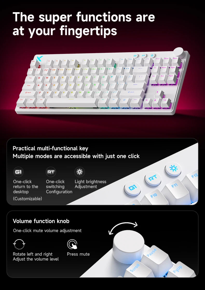 Mchose Mix87 magnetisch toetsenbord, bedraad gamingtoetsenbord, 8K+256K, e-sport, 0,08 ms lage latentie, e-sport, op maat gemaakte gameraccessoires