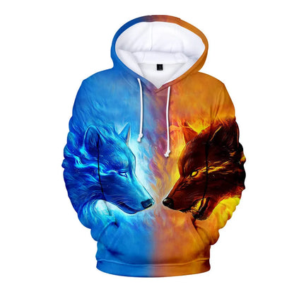Cool Space Galaxy Wolf Hoodie Hoodies Men Bright Wolf Fashion Handsome Wolf Hoodies Spring Autumn Pullovers Sweatshirts Sweat