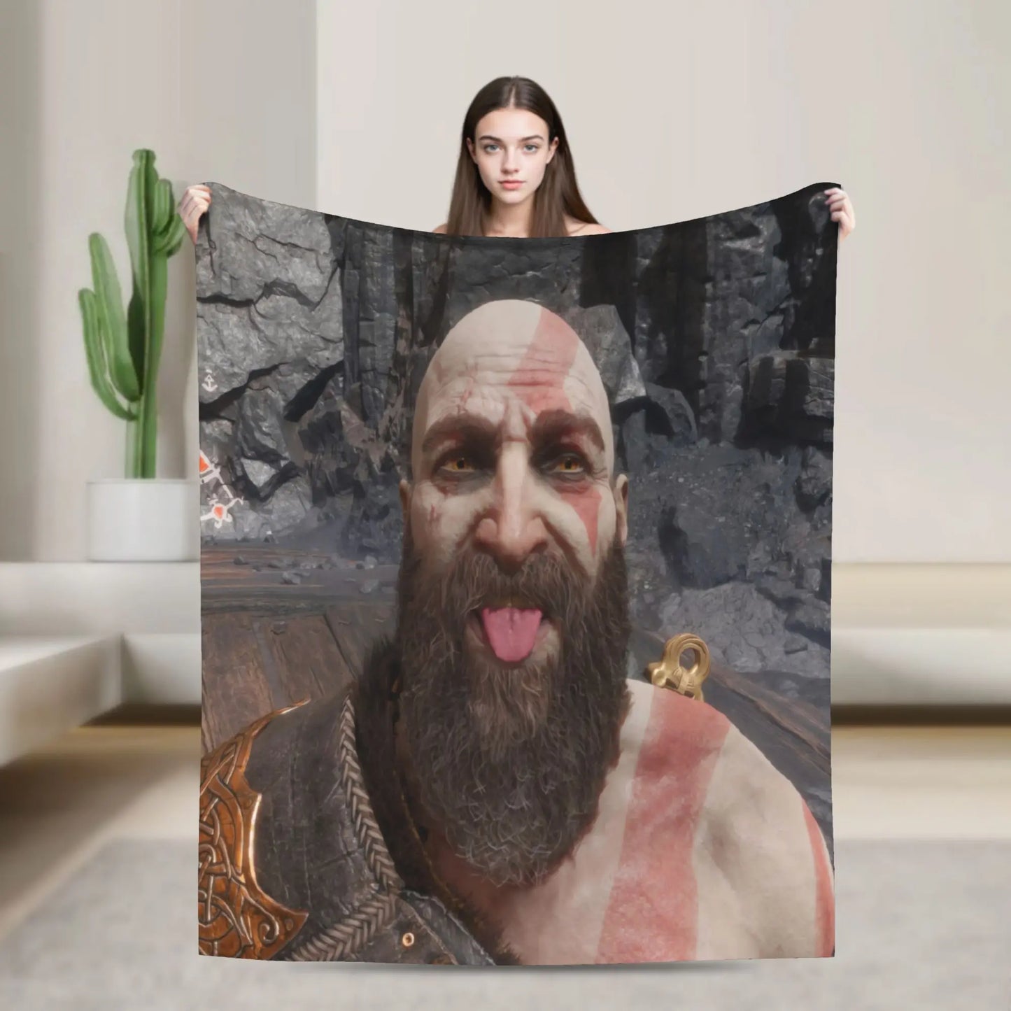 God of War Games Kratos Cartoon  Blanket Quality Soft  Bedding Throws Winter Travel Office Home Decor Aesthetic Bedspread