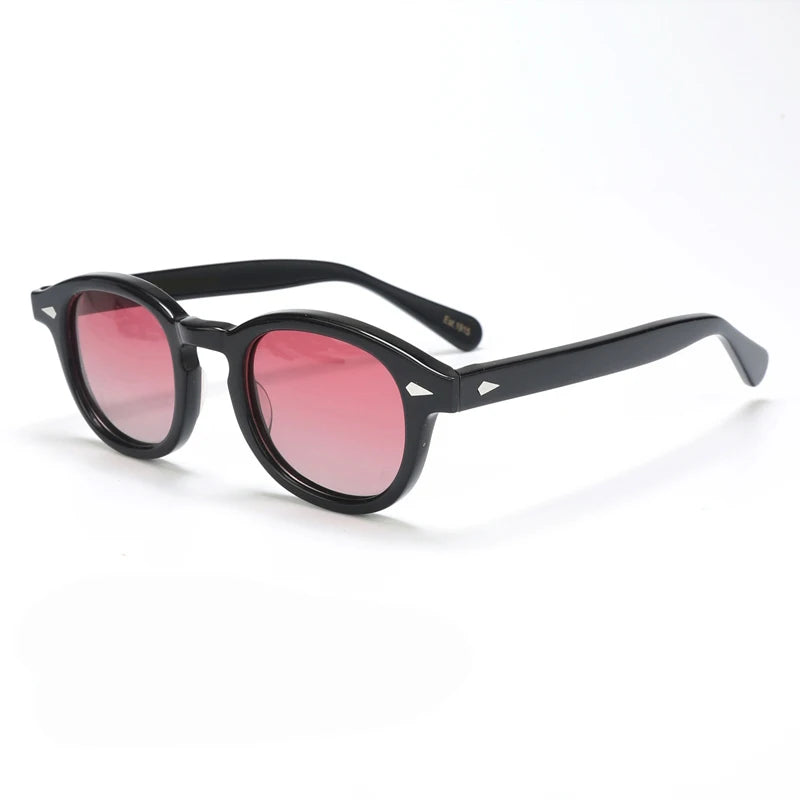 Polariserade solglasögon för män och kvinnor, Johnny Depp-inspirerade solglasögon i Lemtosh-stil, retro, runda, acetatbåge, UV400-glas, Oculos