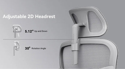 NEWTRAL NT002 Ergonomic Chair, Adaptive Lower Back Support, Adjustable Armrest Headrest Footrest, Gray, Cushioned 4D Armrest