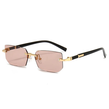 Mode Rimless Solglasögon Män Kvinnor Populära Ramlösa Solglasögon Man Kvinna Klassiska Små Fyrkantiga Sommar Resesolglasögon