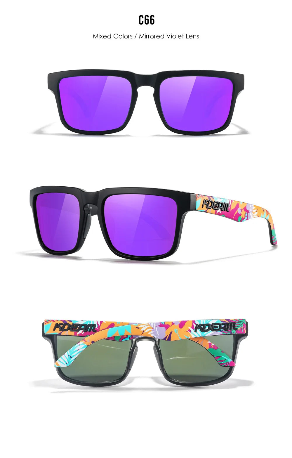2025 Kdeam Polarized Sunglasses for Men Women Fashion Unisex Brand Trendy Outdoor Eyewear For Couple Mirror red lens