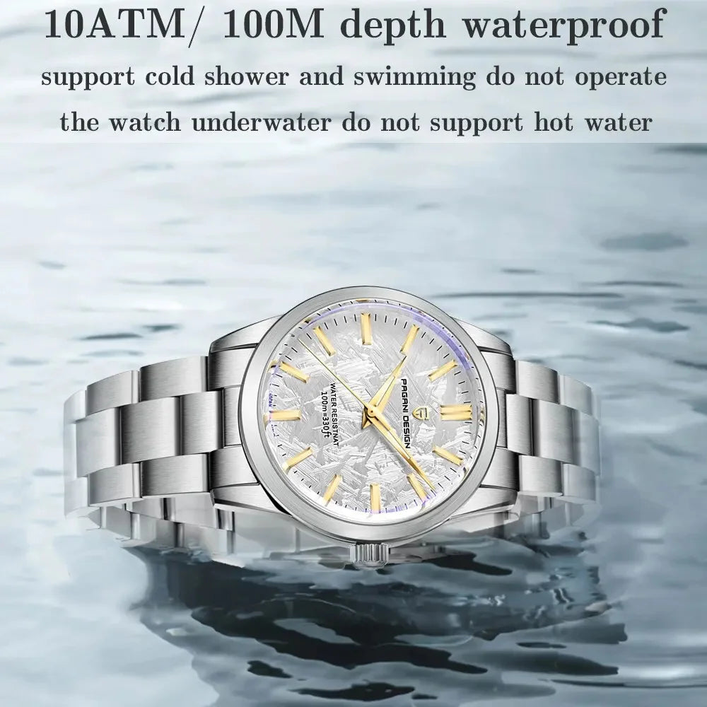 PAGANI DESIGN 40MM Meteorite dial Men Quartz Watches Luxury Business 316L Stainless Steel 100M Waterproof Watch For Men clock