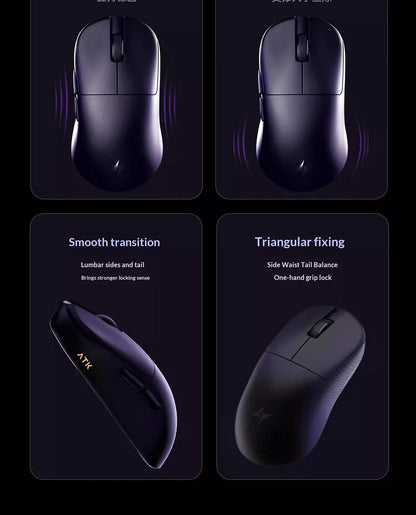 NEW ATK U2 V2 Mini Ultimate Wireless Gaming Mouse Tri-model Lightweight PAW3950Ultra 8KHz 500mAh Custom Ergonomic E-sports Mouse