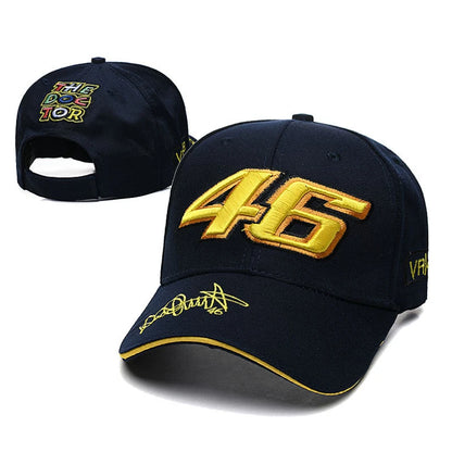 Unisex Hip Hop Letter Baseball Cap Adjustable No.46 F1 Racing Motorcycle Design Outdoor Sports Casual Sun Protection Hat for Men