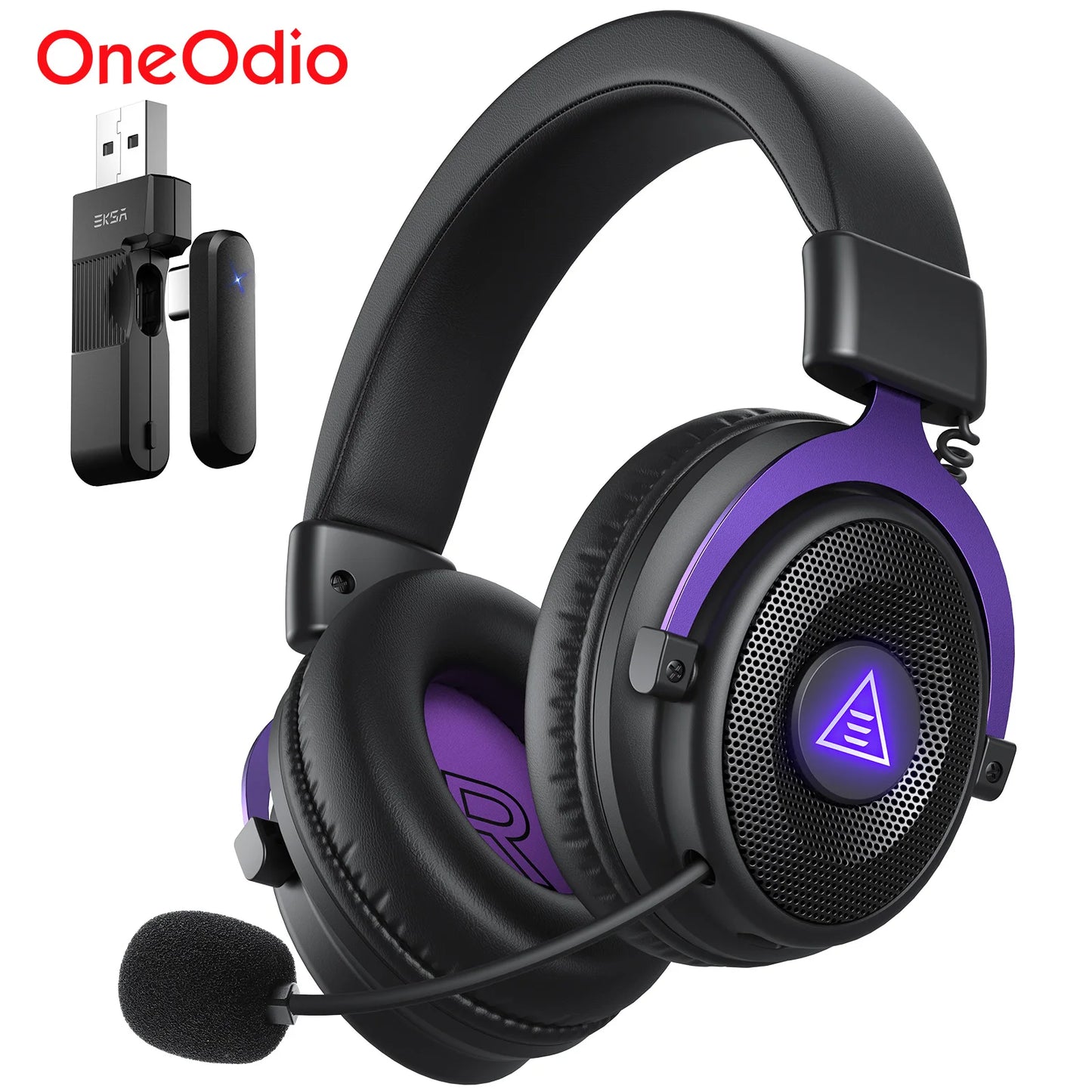 Oneodio EKSA E900 WT 2.4G Wireless Gaming Headset Tri-Mode Over Ear Bluetooth Headphones Gamer With Mic RGB For PC PS4 PS5 80Hr