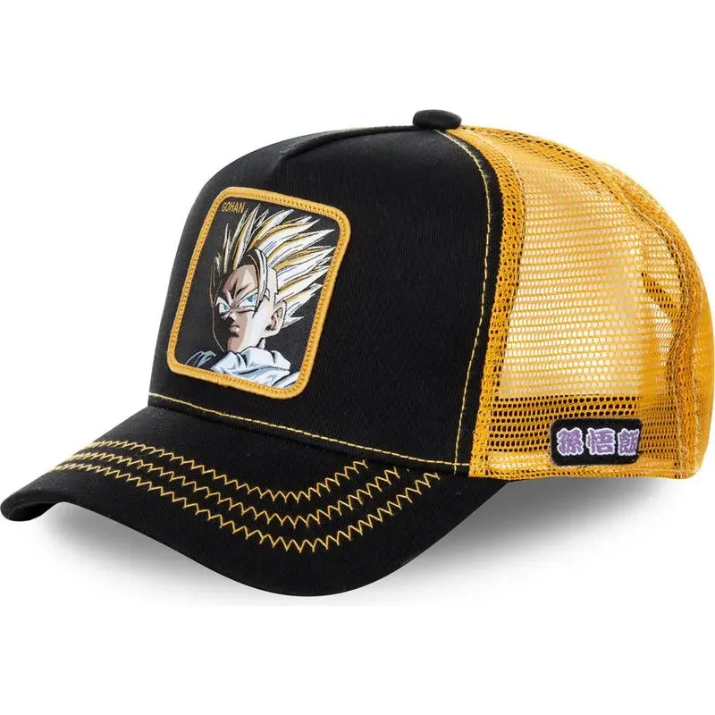 Casquette Dragon Ball Son Goku pour l'été : casquette de voyage à visière, pour homme, brodée, style hip-hop, visière pare-soleil, casquette trucker ajustable en maille