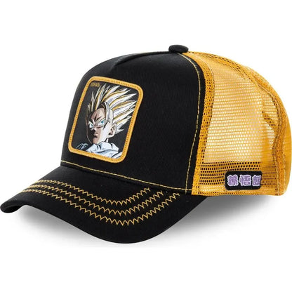 Casquette Dragon Ball Son Goku pour l'été : casquette de voyage à visière, pour homme, brodée, style hip-hop, visière pare-soleil, casquette trucker ajustable en maille