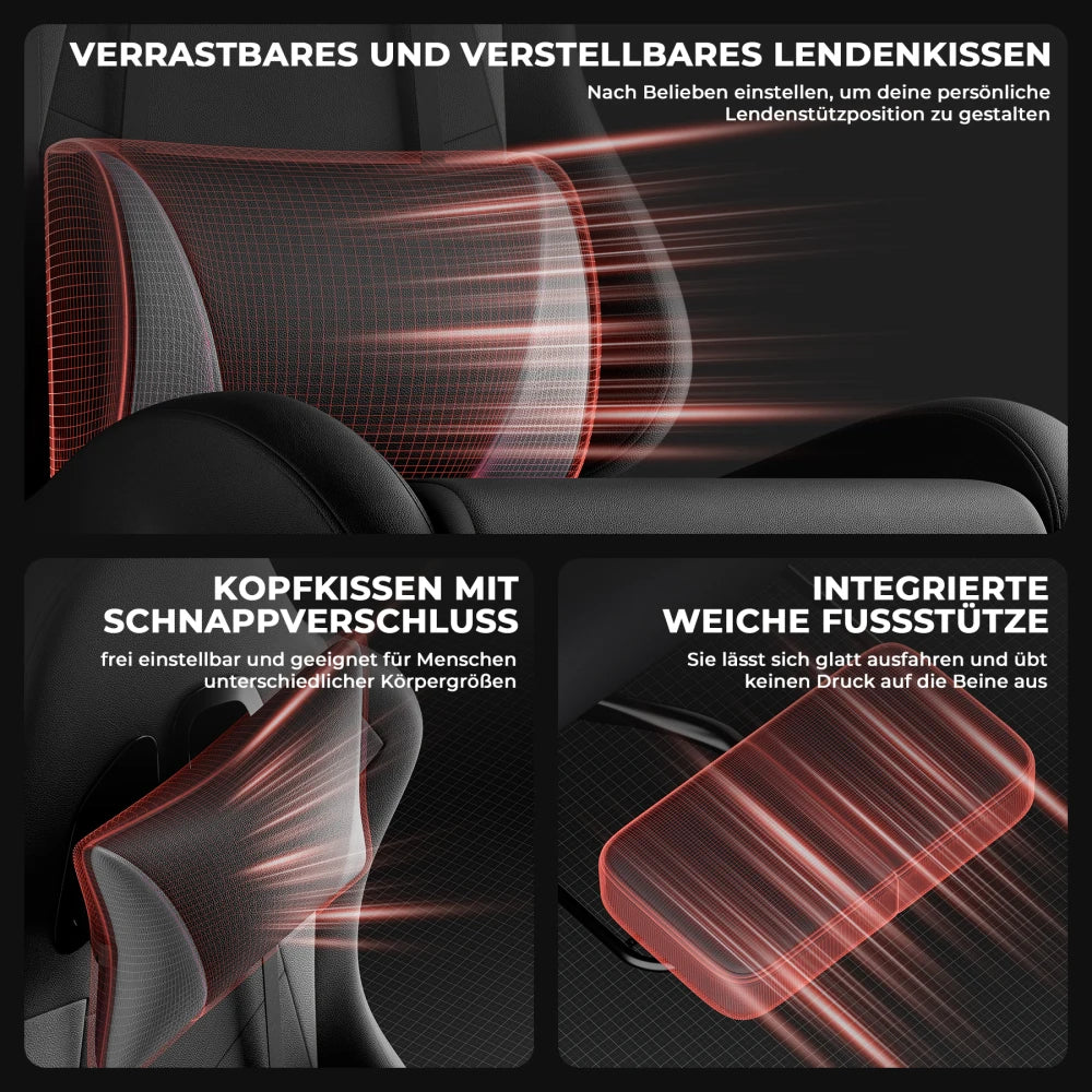 Gaming Chair Ergonomic Gaming Chair with Waist Cushion and Headrest, Office Chair Height Adjustable, Chair for Adult Girls Boy