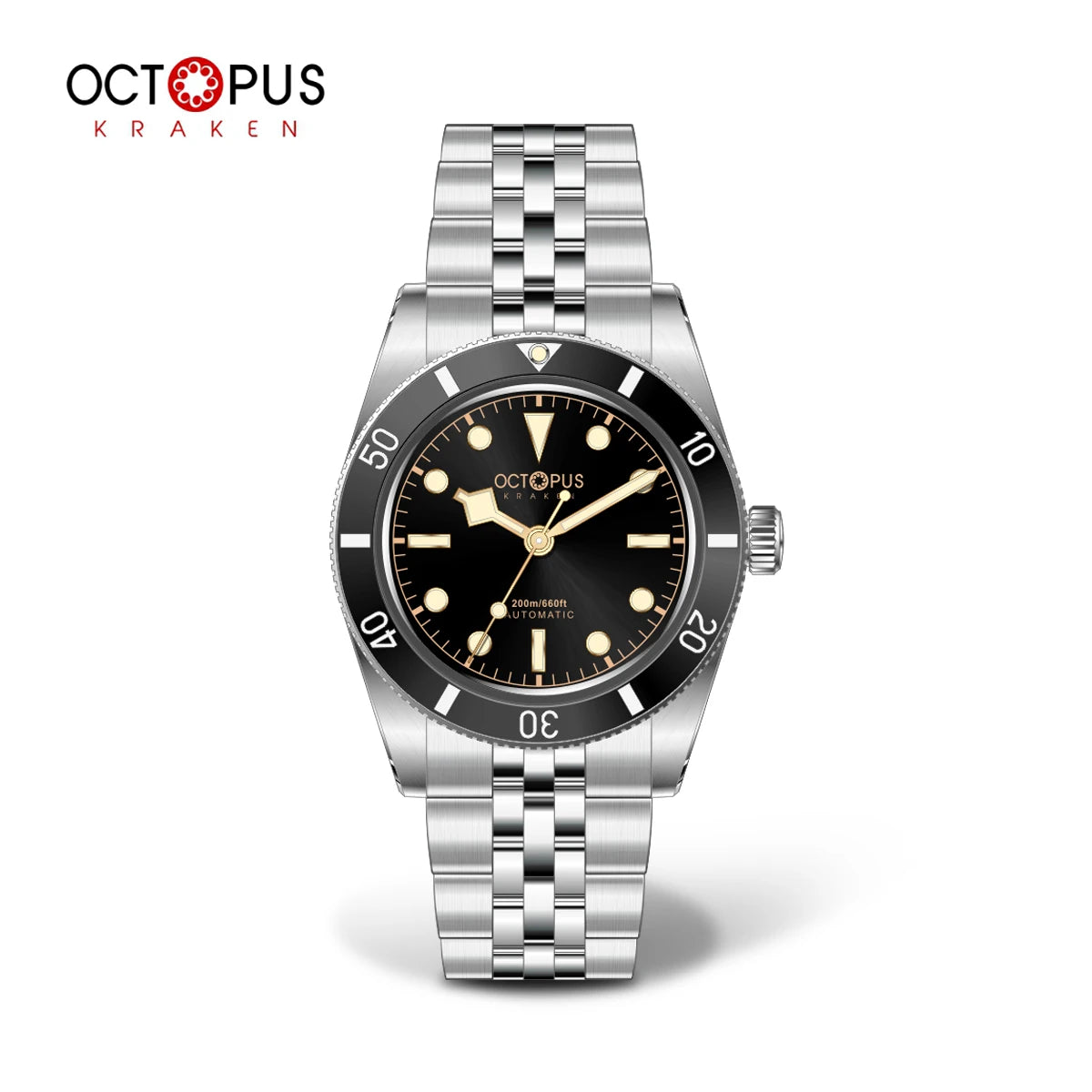 Octopus Kraken 37mm Dive Watch Men BB54 PT5000 Automatic Mechanical Movement Sapphire Crystal Aluminum Bezel STL Bracelet 20Bar