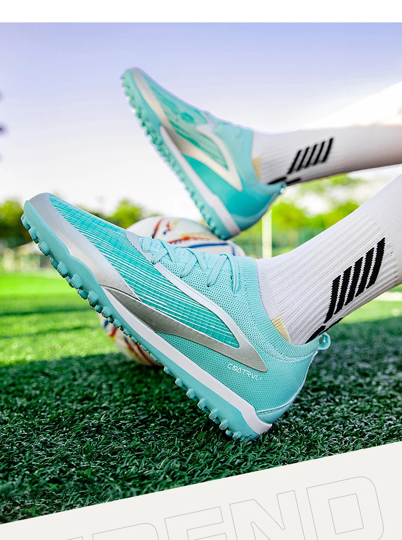 Nuove scarpe da calcio da uomo per esterno con tacchetti, traspiranti, antiscivolo, per adulti, scarpe sportive da calcio con tacchetti lunghi per allenamento, ragazzi e partite, confortevoli