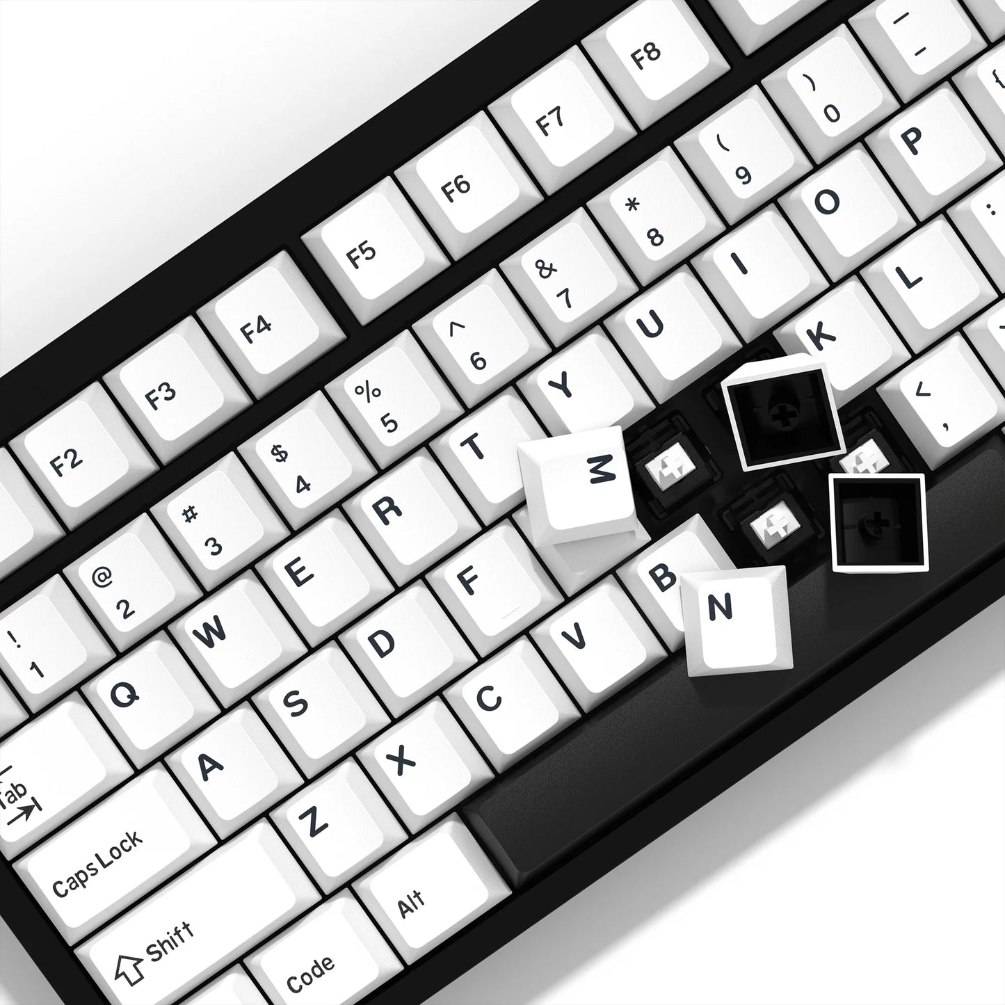 KBDiy GMK BOW Keycaps Cherry Profile Retro White And Black Double Shot PBT Keycap 7u for Mechanical Gaming Keyboard Key Caps Set