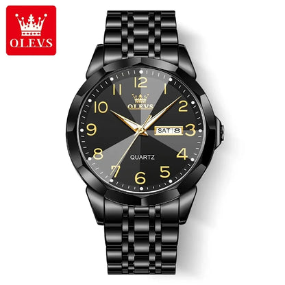 OLEVS 9970 herreur – Elegant model med digital urskive, dato- og ugedagsvisning, vandtæt, selvlysende, kvarts – Originalt luksusur
