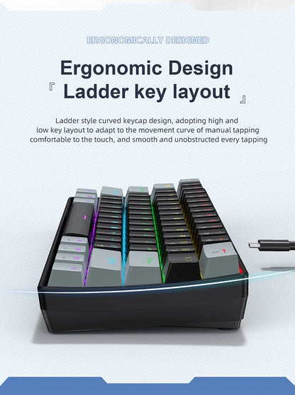 61 Keys Mechanical Keyboard Wired,APAYADO K61 RGB 60% Portable Mini Keyboard Black,White, Red/Blue Switch for Gaming