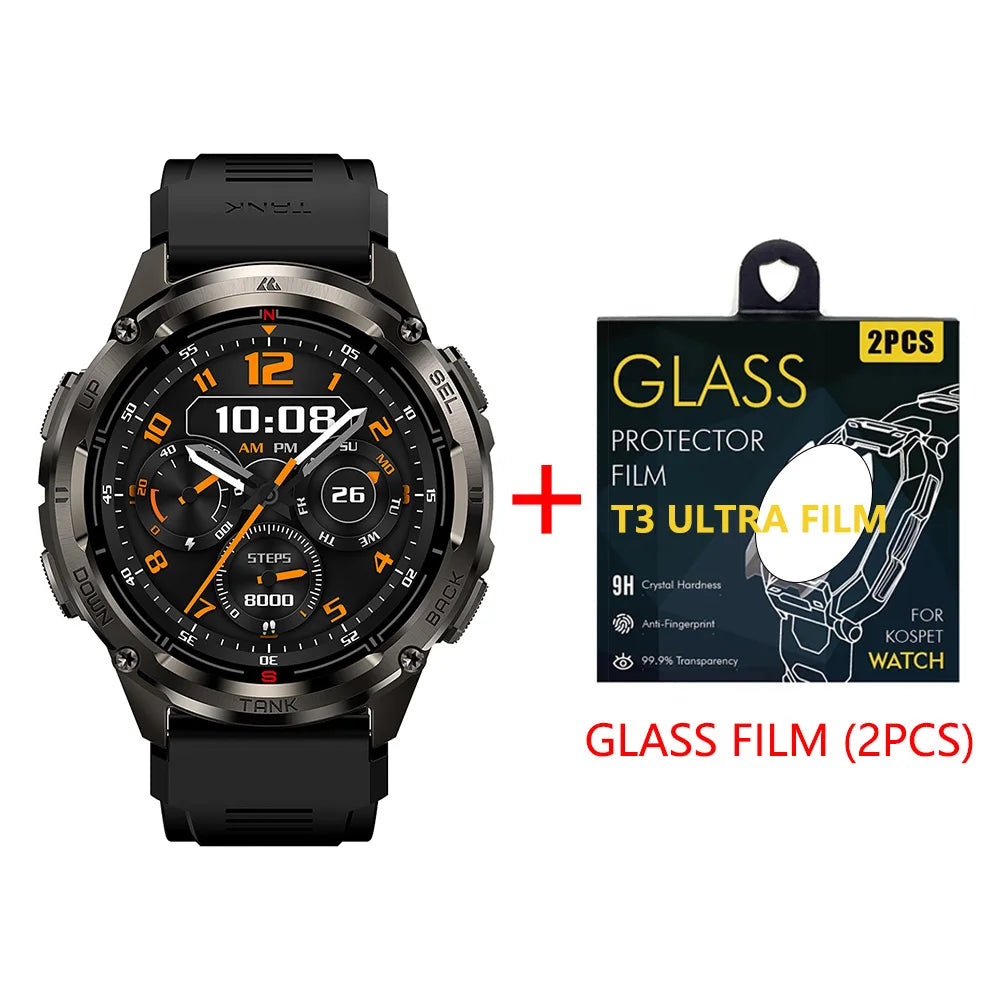 KOSPET TANK T3 Ultra 2 Smart Watch For Men GPS Stainless Steel Smartwatch 50M Waterproof IP69K Health Monitor for Android iOS