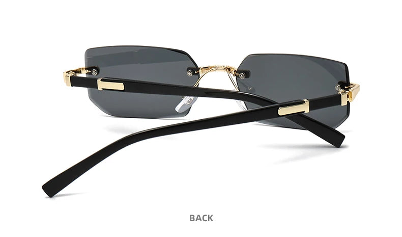 Trendy Rimless Sunglasses for Men Women Fashion Frameless Rectangle Sun Glasses Retro Shades Summer Traveling Eyewear UV400