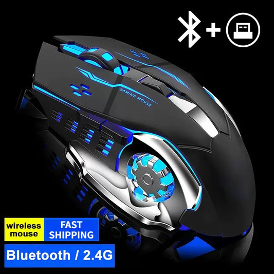 Q13 2.4G Bluetooth Wireless Mouse RGB Backlight DPI Adjustable 6 Keys USB Rechargeable Mechanical E-Sports Mouse for PC Laptop