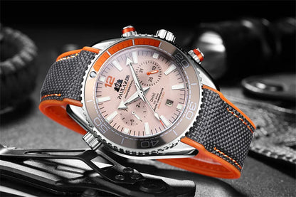 Classic Luxury Men Automatic Watch Multifunction Mechanical Wristwatch Rubber Strap Waterproof Week Date Watches Reloj Hombre