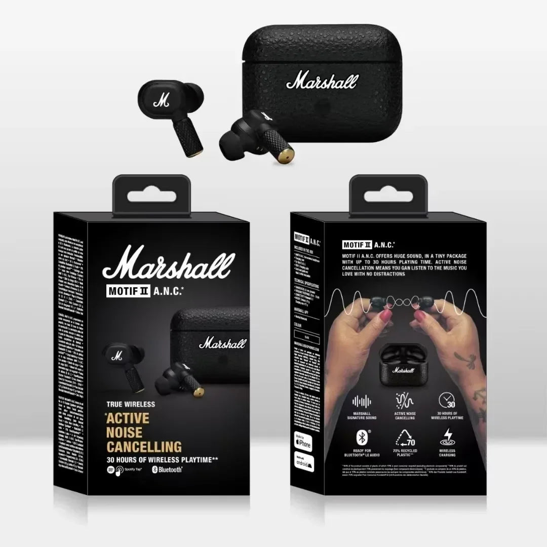 Marshall Motif II ANC True Wireless Earbuds Bluetooth 5.2 Noise Cancelling Headphones In-Ear Earphones with Mic HK Version