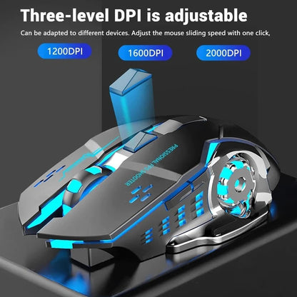 EMTRA Bluetooth Wireless Mouse 2.4G USB Mechanical Backlight Silent Mouse Rechargeable Gaming Mouse Laptop Computer Accessories