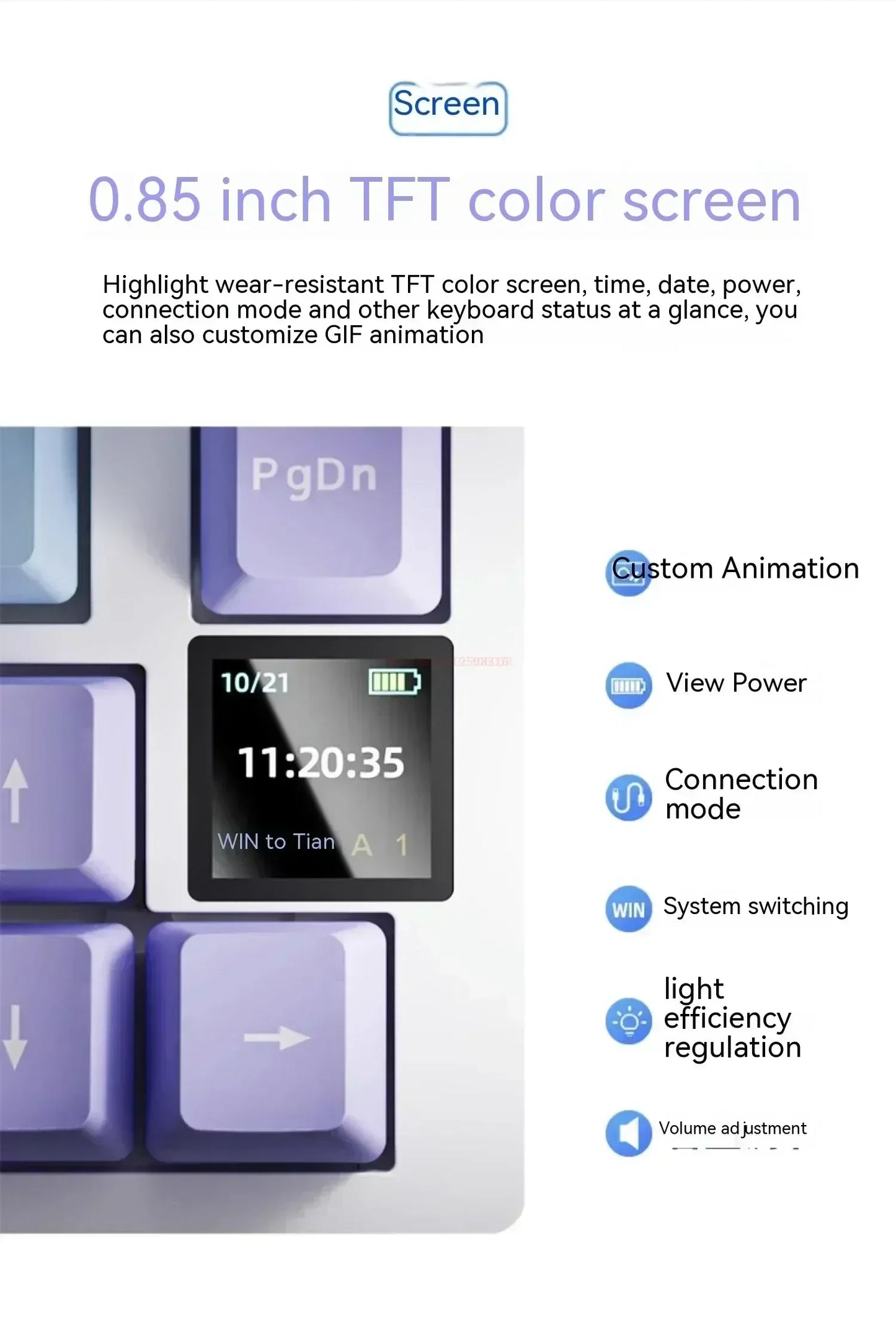 Ajazz Ak820 Pro Fessional Mechanical Keyboard Tft Screen Multifunctional Knob Game Keyboard 3 Mode Hot Plug Rgb Pad Office Gift