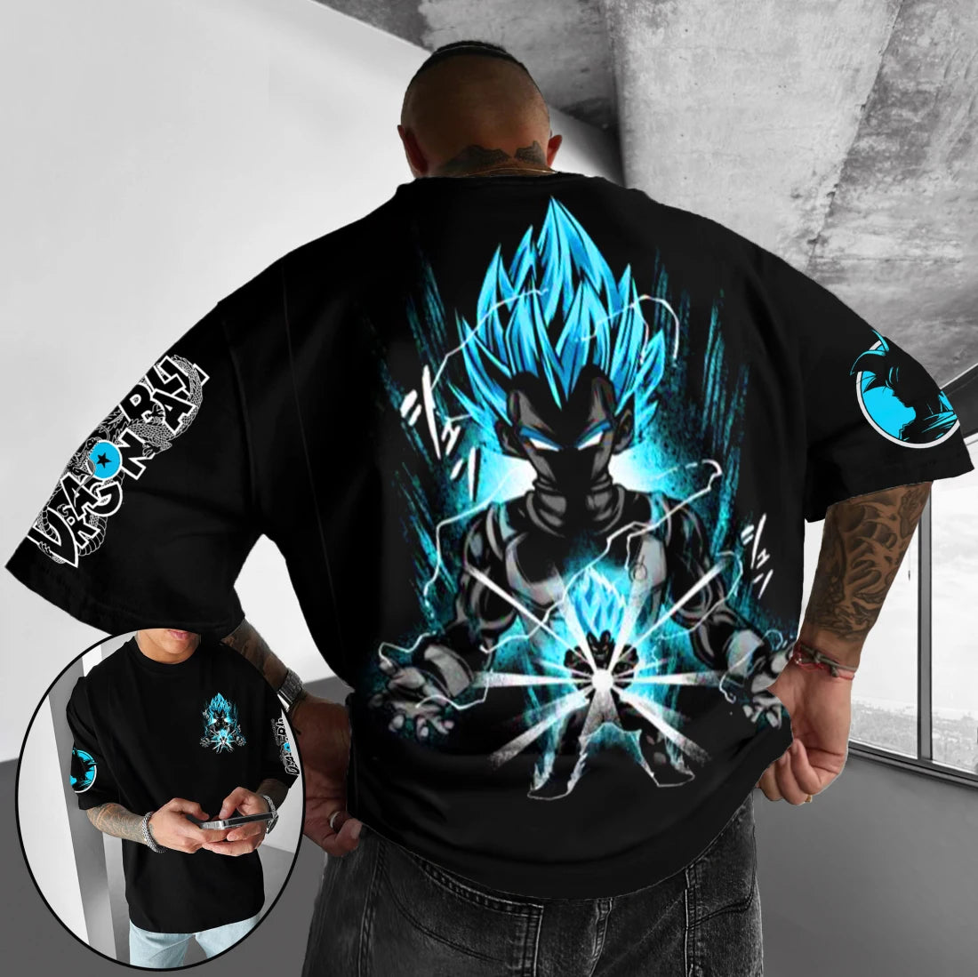 T-shirt en coton à manches courtes imprimé Dragon Ball Z : Son Goku et Vegeta – Vêtements pour hommes et femmes – Style Harajuku, Y2K, vintage, streetwear d'été