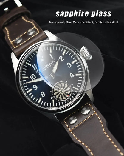 Hruodland Pilot St3620 Retro Men's Manual Mechanical Watch Luxury Sapphire Bgw-9 Night Light Turbine Waterproof 5Bar Reloj Hombr