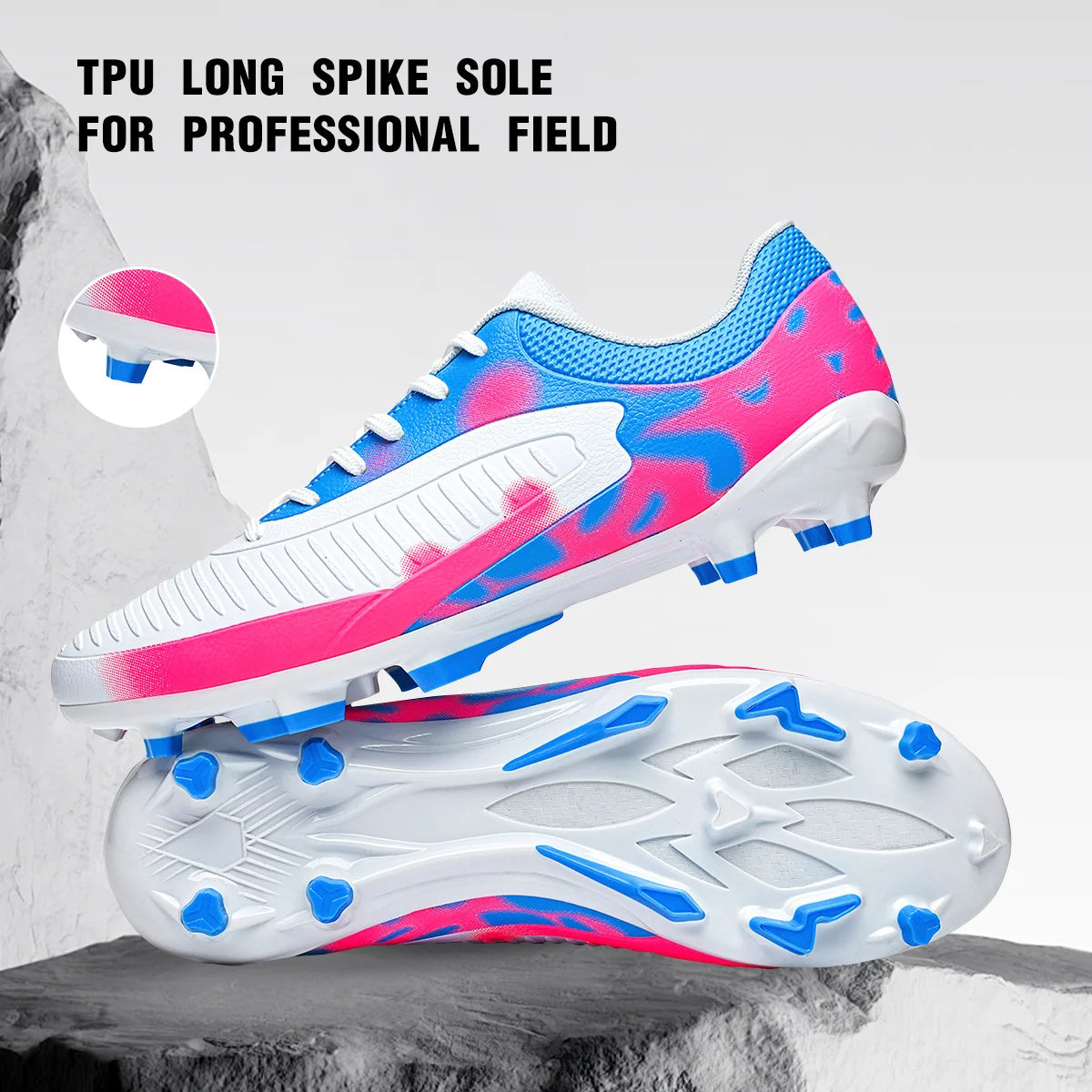 AG/FG Soccer Cleats for Men Women Kids Youth PU Fabric Upper TPU Sole Non-Slip Wear-Resistant for Natural Grass Sports Pitch Tra