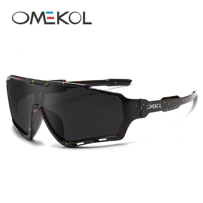 OMEKOL Nya UV400-cykelsolglasögon för män och kvinnor – softball, fiske, vandring, löpning, utomhusglasögon, baseboll, sport- och solglasögon