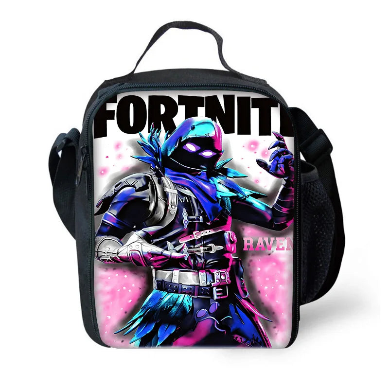 Kinder-Rucksack-Set im angesagten Gaming-Design mit Lunchbag und Federmäppchen, große Kapazität, Schultaschen für Jungen und Mädchen, ideales Geschenk F-FortniteS