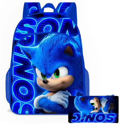 2026 New Arrival Sonic School Bag Lunch Bag Pencil Case Boys Girls Daily Use Book Cartoon Book Bags For Kids Christmas Gift