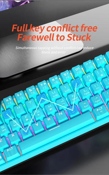 MUCAI MK61 USB Gaming Esports Mechanical Keyboard 61 Key Red Axis Wired Detachable Cable RGB Backlight Hot Swap
