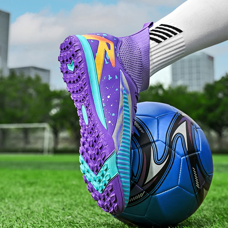 Nouvelles chaussures de football pour hommes, chaussures de sport, chaussures de futsal à cheville haute, chaussures de football de haute qualité, antidérapantes pour intérieur et extérieur, ultralégères, antidérapant