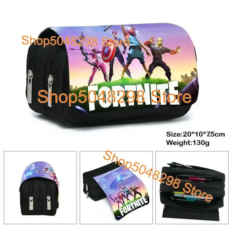 Astuccio grande in canvas kawaii per penne e matite, per ragazzi e ragazze, stampa Fortnite, articoli scolastici, cancelleria, regalo di compleanno per adolescenti