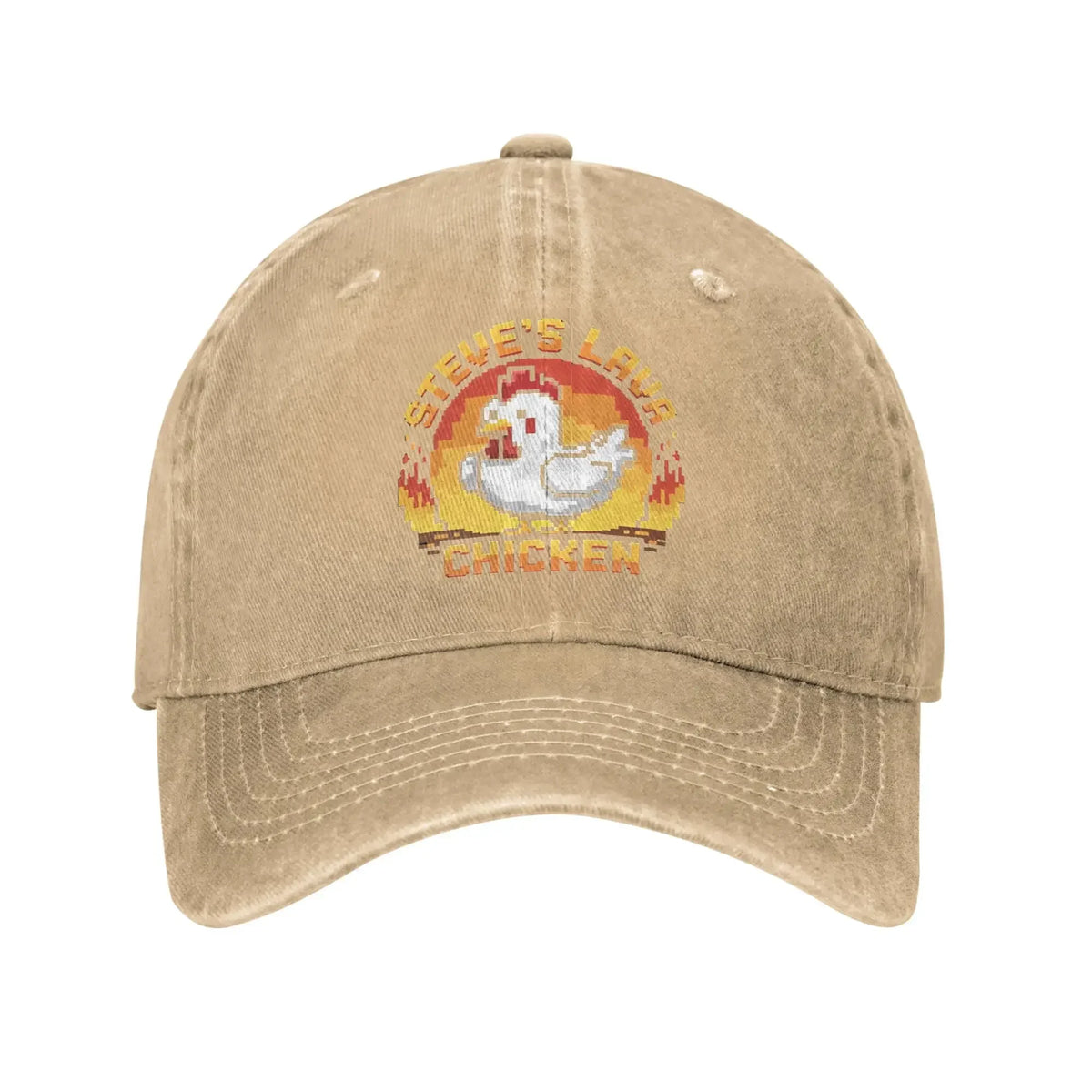 Casquette de baseball unisexe « Chicken Jockey Lava Chicken Print Steves Hat » – Style délavé et vieilli – Taille réglable