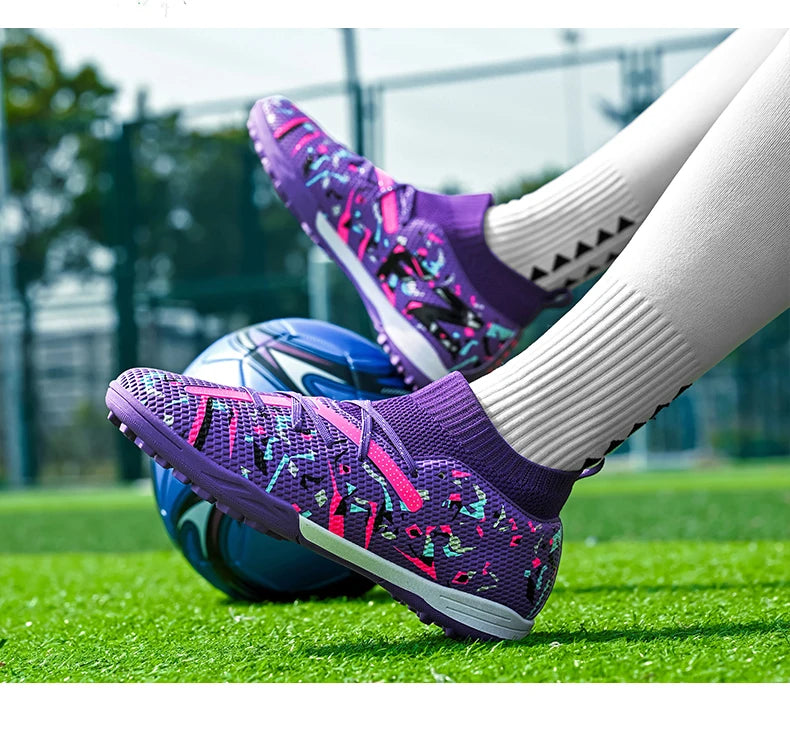 Botas de fútbol LiXingMing para hombre, blancas, profesionales, de caña alta, tacos de fútbol society, calzado de fútbol antideslizante para partido y entrenamiento