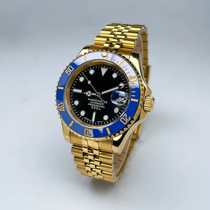 40mm Luxury Full Gold YM Automatic Watch, Ceramic Rotating Bezel, Super Luminous Display, Sapphire Glass for NH35mechanicalwatch