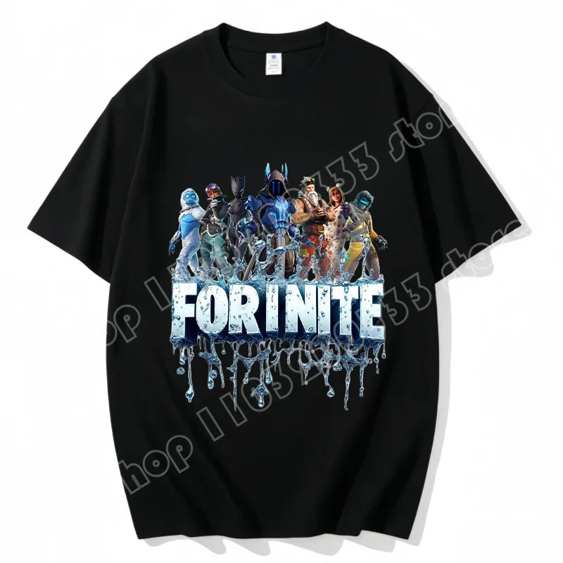 Fortnite Rundhals-T-Shirt für Erwachsene, unisex, Gaming-Dance-Mode, neu, aus reiner Baumwolle, kurzärmeliges Oberteil, perfekt für Freizeit und Urlaub